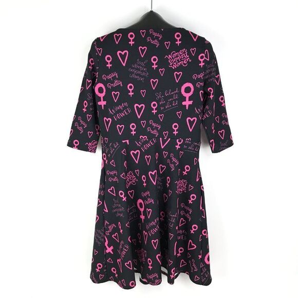 Popsy Clothing Cherish Girl Power Midi Dress US Size 10 V-Neck Pockets Stretch - Picture 5 of 11